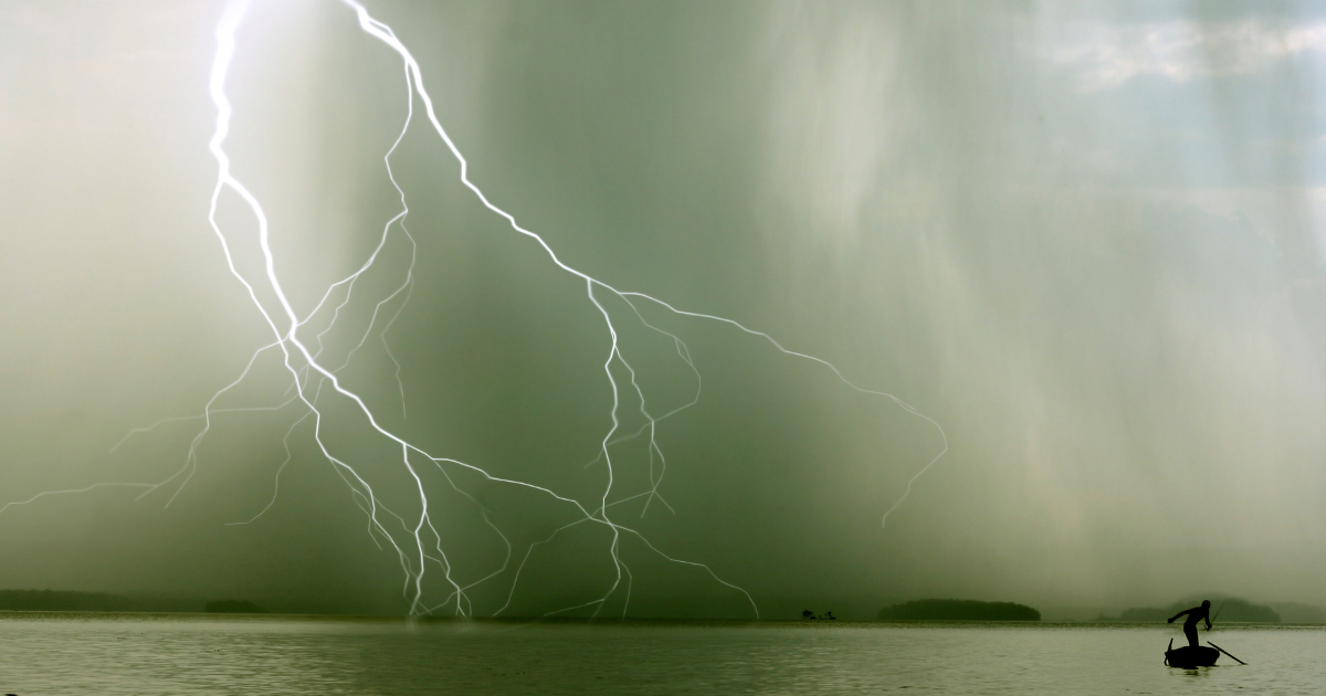 storm over a lake