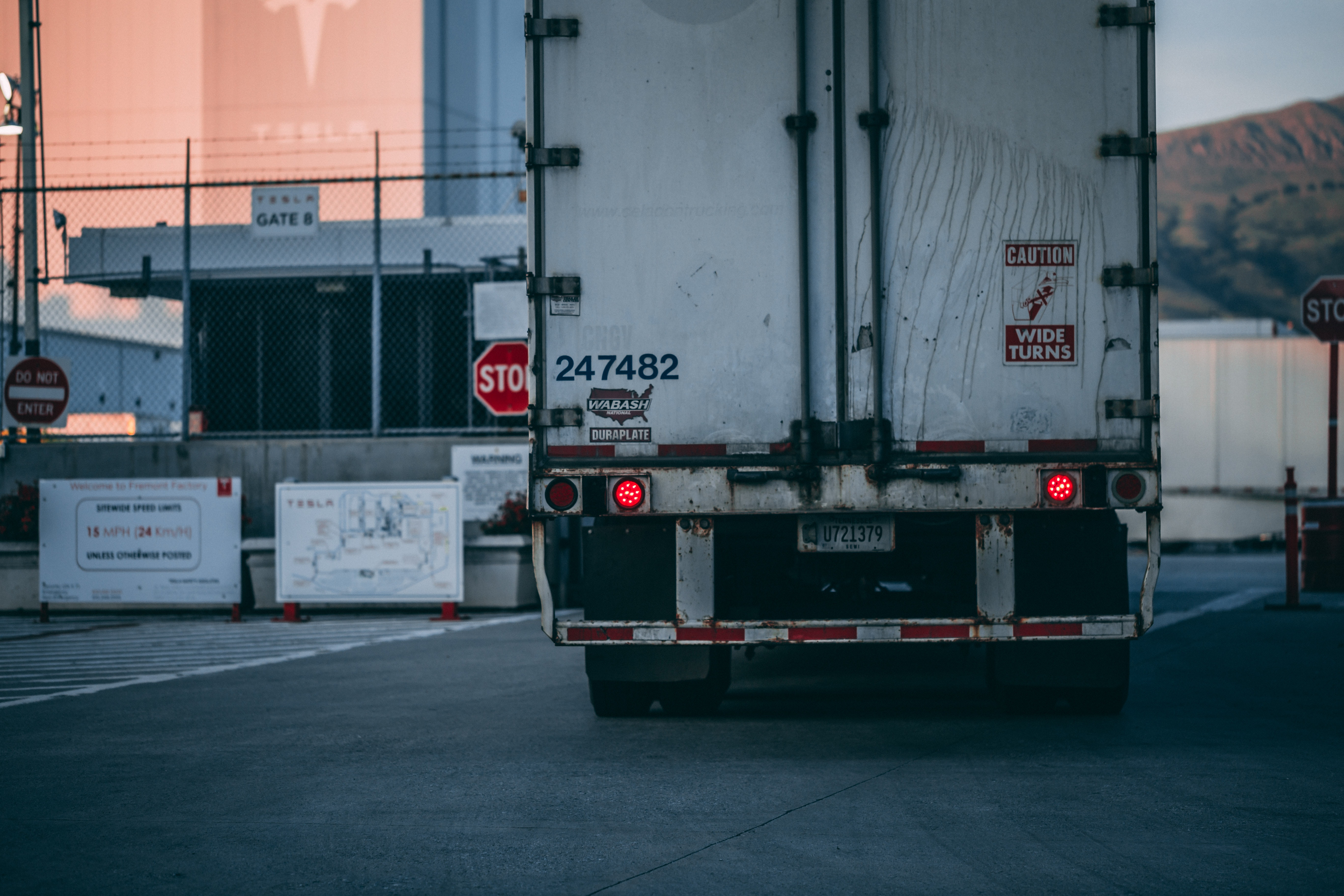 rear view of truck at guard shack