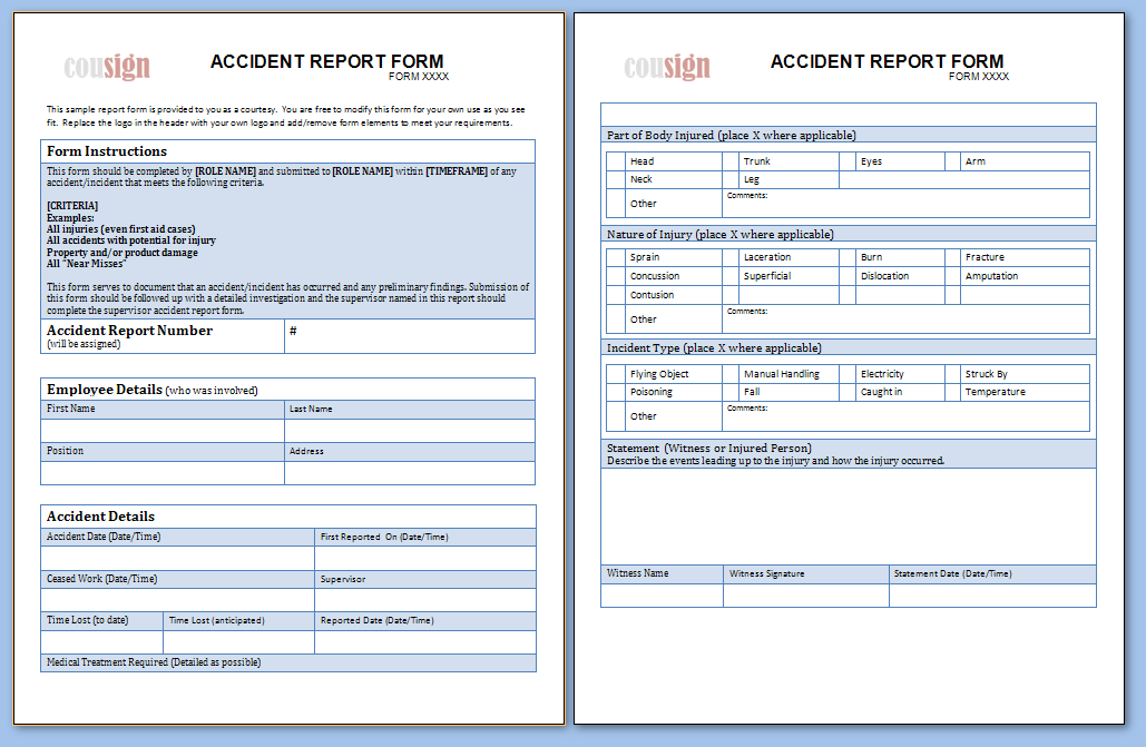 how to write an accident report example