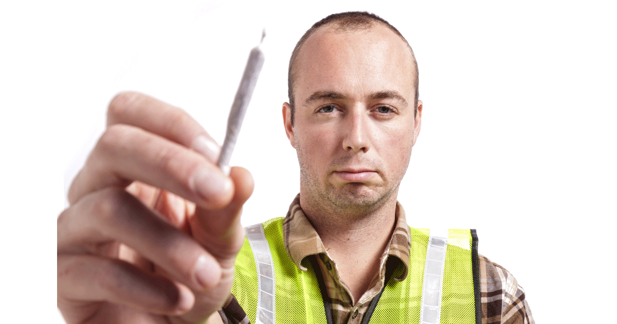 Safety Worker Holding Marijuana Cigarette