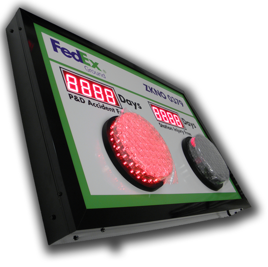 Exterior Digital Safety Sign with Red and Green Traffic Style Lights