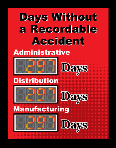 Days without a Recordable Accident Sign