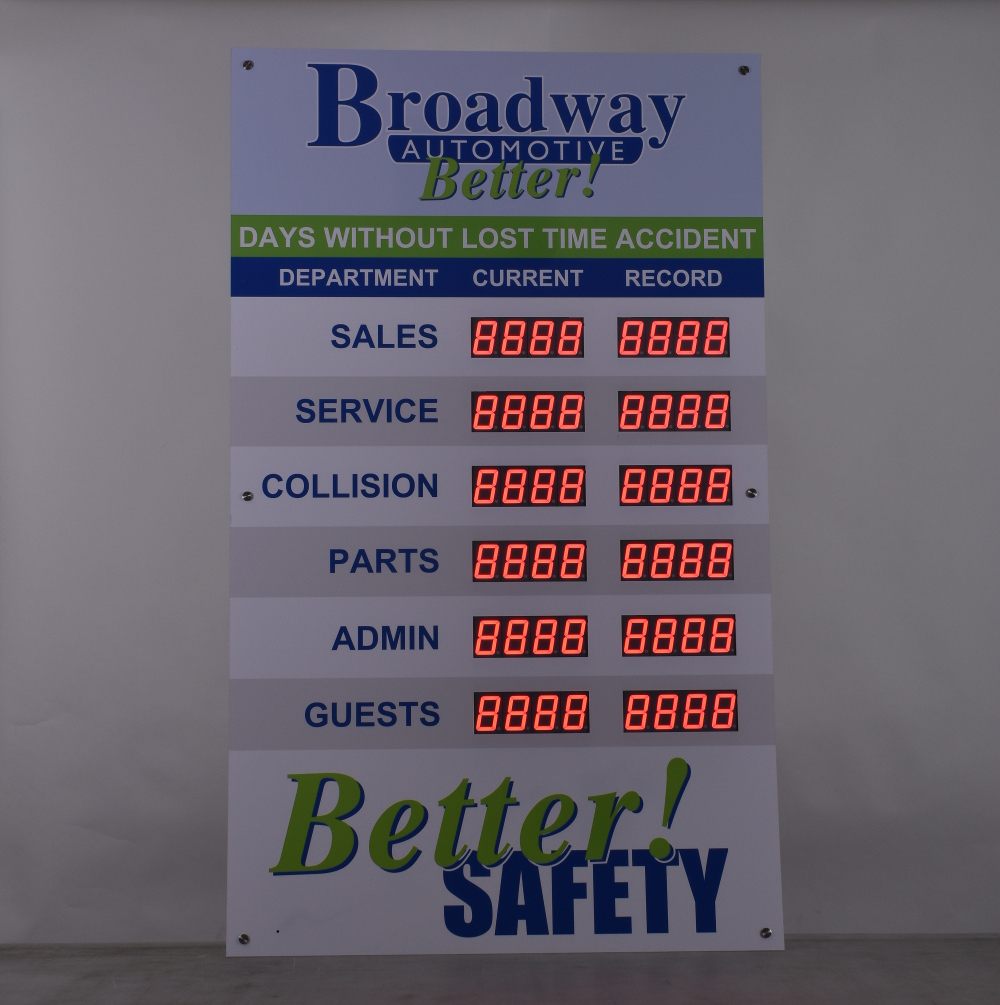 12 display safety board for Broadway Automotive