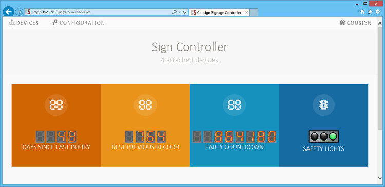 Network controller web interface attached modules screen