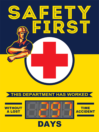 Safety Counter Sign with retro design