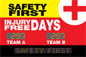 Safety first injury free days for two teams generic design