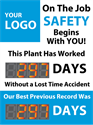 Picture of Accident Free Workplace Sign with Two Large Displays (48Hx36W)