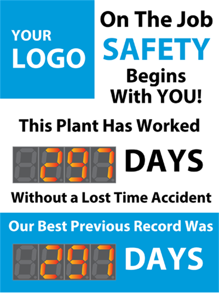 Accident Free Workplace Sign with Two Large Displays