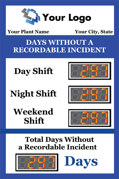 Days Since Last Accident Sign with Four Displays