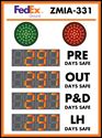 Picture of Custom Days Without An Accident Sign with Four Large Counters + Red/Green 8" Stoplights (48Hx36W)